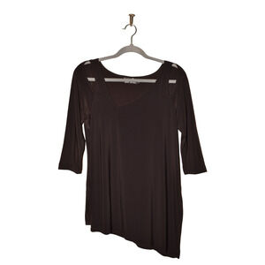 SYMPLI $175 3/4 Sleeve Cold Shoulder Asymmetrical Hem/Neck Tunic‎ Size 8